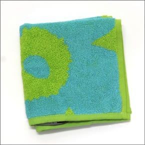 マリメッコ  UNIKKO MINI TOWEL ウニッコ柄 オーガニックコットン ミニタオル 25cm×25cm 063837 650 Turquoise/Lime