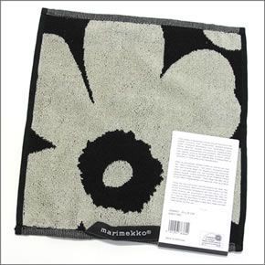 マリメッコ  UNIKKO MINI TOWEL ウニッコ柄 オーガニックコットン ミニタオル 25cm×25cm 063837 980 black/grey
