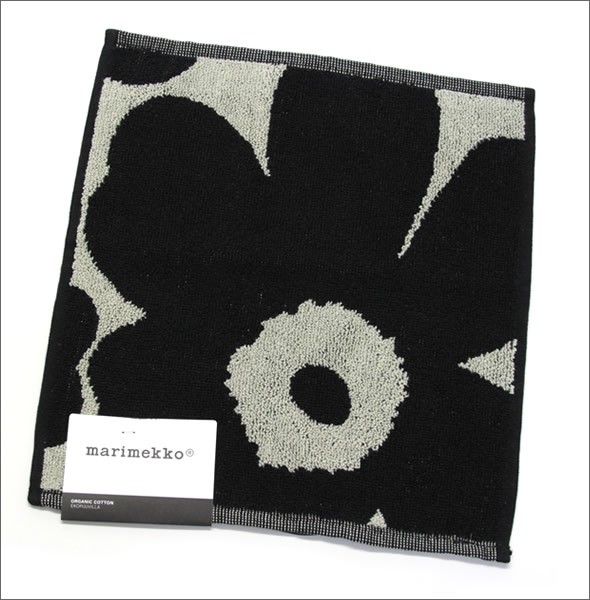 マリメッコ  UNIKKO MINI TOWEL ウニッコ柄 オーガニックコットン ミニタオル 25cm×25cm 063837 980 black/grey