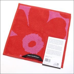 マリメッコ  UNIKKO MINI TOWEL ウニッコ柄 オーガニックコットン ミニタオル 25cm×25cm 063837 330 red/pink