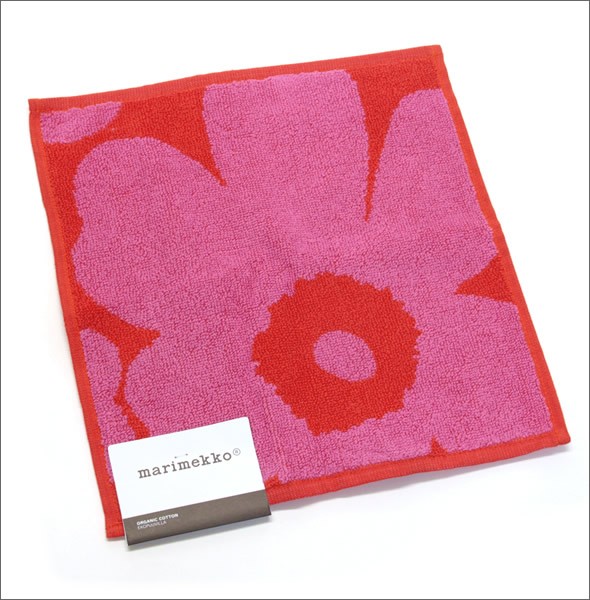マリメッコ  UNIKKO MINI TOWEL ウニッコ柄 オーガニックコットン ミニタオル 25cm×25cm 063837 330 red/pink