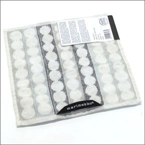 マリメッコ RASYMATTO MINI TOWEL 25cm×25cm 063908 190 grey/white ラシィマット柄 ミニタオル