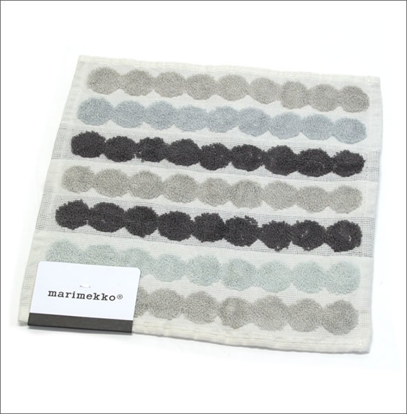 マリメッコ RASYMATTO MINI TOWEL 25cm×25cm 063908 190 grey/white ラシィマット柄 ミニタオル