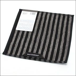 マリメッコ UJO MINI TOWEL 25cm×25cm 064393 067 grey black ボーダー柄 ミニタオル