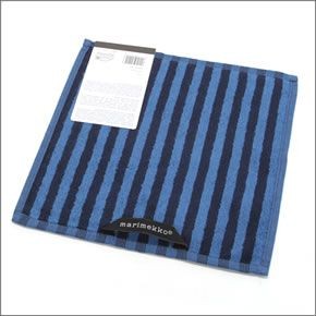 マリメッコ UJO MINI TOWEL 25cm×25cm 064393 550 blue/dark blue ボーダー柄 ミニタオル
