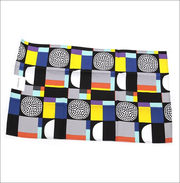 マリメッコ KONTTI TEA TOWEL 067029 921 black/yellow/grey/mint コンッティ 幾何学模様 ティータオル キッチンクロス