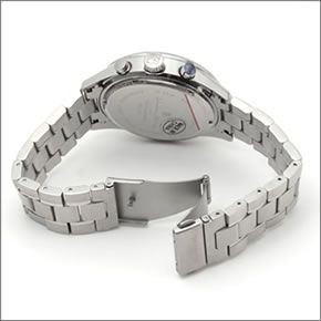 サルバトーレ・マーラ シンプルな縦目１/10クロノウオッチ。加工の異なるステンレスブレスがスタイリッシュさをアップ。  SM14103-SSBKRD