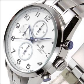 サルバトーレ・マーラ シンプルな縦目１/10クロノウオッチ。加工の異なるステンレスブレスがスタイリッシュさをアップ。  SM14103-SSWHA