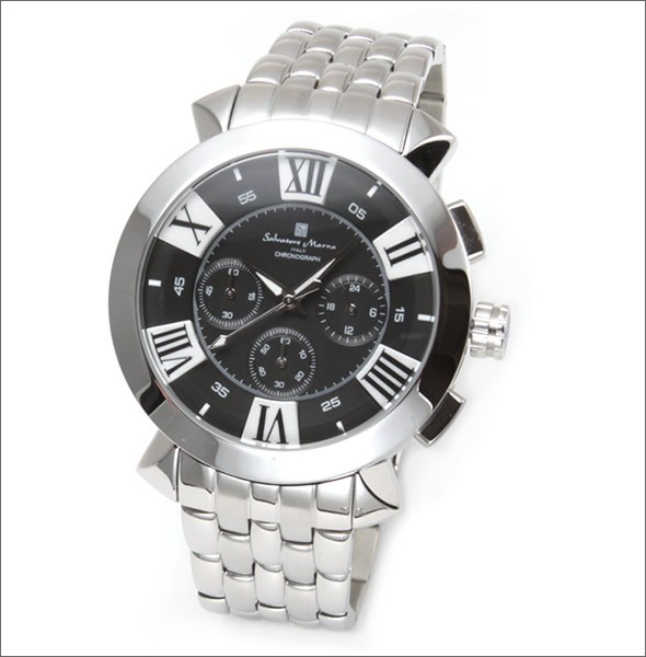 サルバトーレ・マーラ デカ・ケースに3Dインデックス。腕元に注目を集めるモテ・クロノウオッチ。  SM14107-SSBKSV