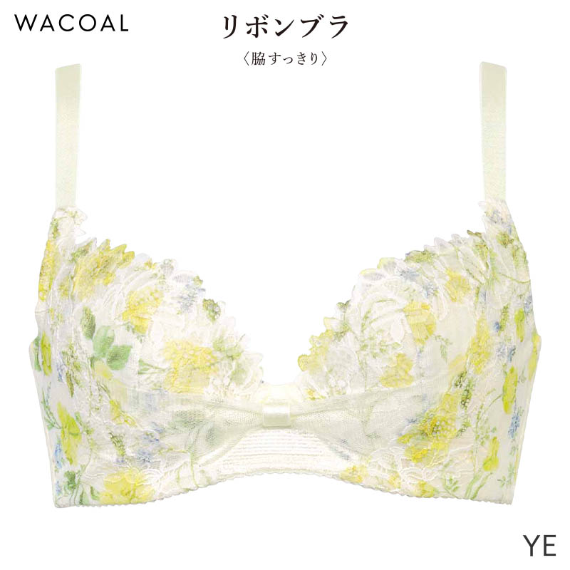 リボンブラ ワコール 脇すっきり ブラジャー 3/4カップ(D E F