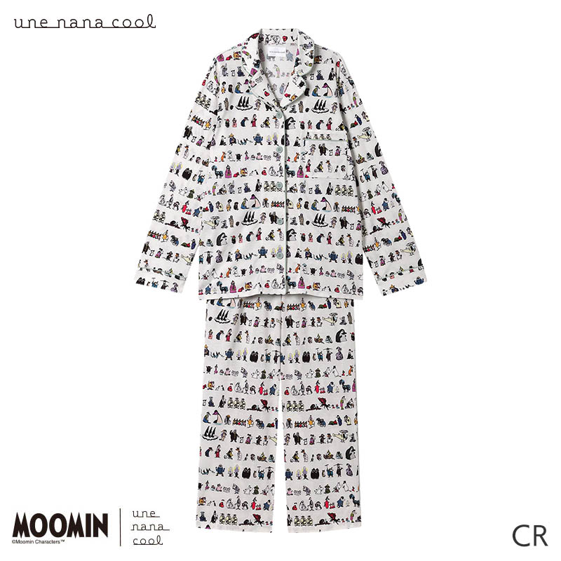 ウンナナクール MOOMIN × une nana cool レディース パジャマ 綿100% 開襟パジャマ(M L)LP6202 une nana cool（ウンナナクール） MOOMIN × レディース パジャマ 綿100