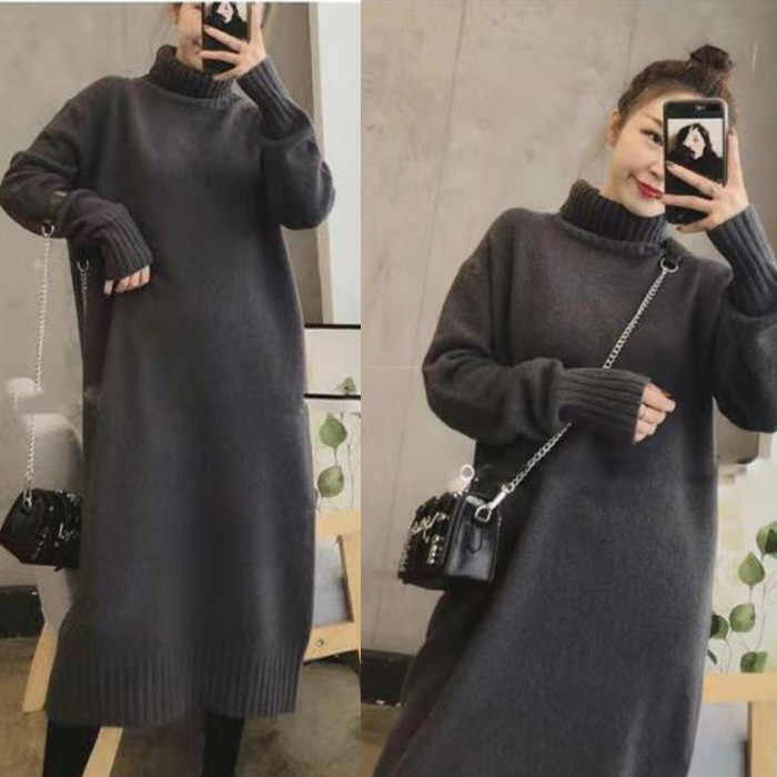 ワンピース ロング丈 マキシ丈 ゆったり 春 秋 冬 ニットワンピース