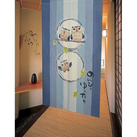 メール便送料無料 防炎のれん150 難燃暖簾 縁起ふくろう/うさぎ柄