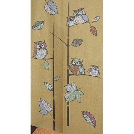 メール便送料無料 防炎のれん150 難燃暖簾 縁起ふくろう/うさぎ柄