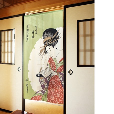 メール便送料無料 浮世絵のれん150 和風歌舞伎ロング暖簾 目隠し