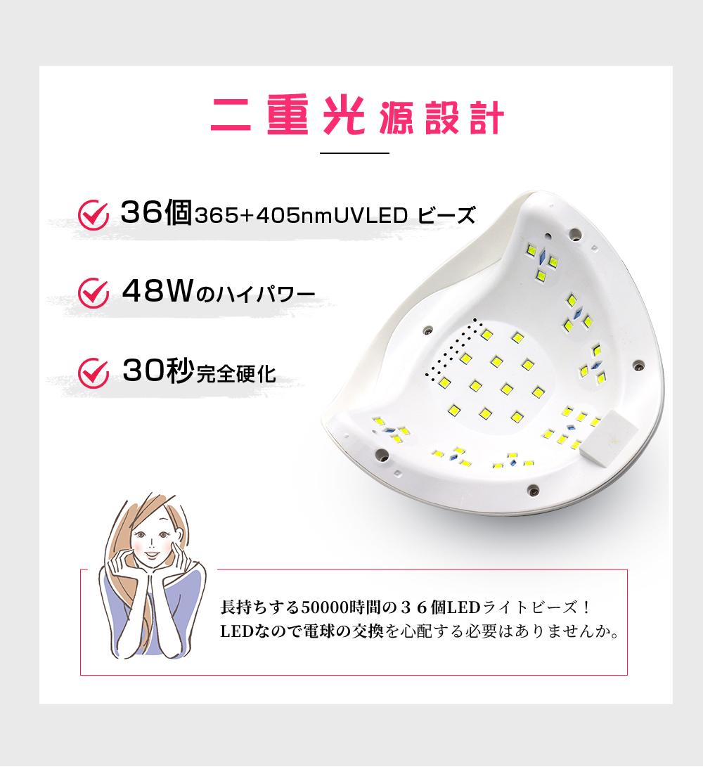 LED ＆ UV ネイルライト 48W ジェルネイル 30秒超高速硬化 低ヒート機能 日焼け防止 自動感知センサー ジェルネイルライト UVライト UV  レジン : mr-s5 : LibertyR shop - 通販 - Yahoo!ショッピング