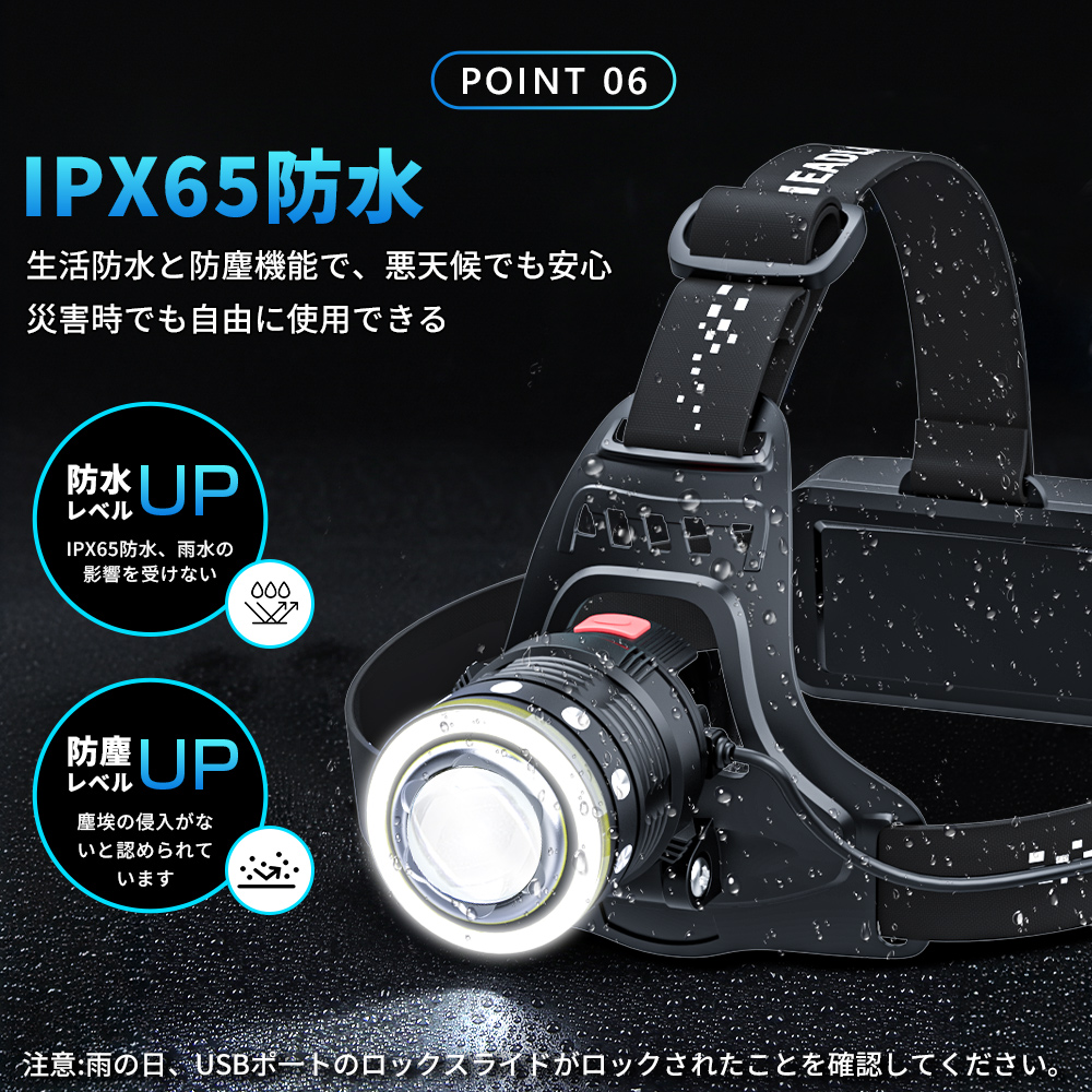 550 ヘッドライト Type-C 充電式 防水 LED 停電 地震（楽天市場
