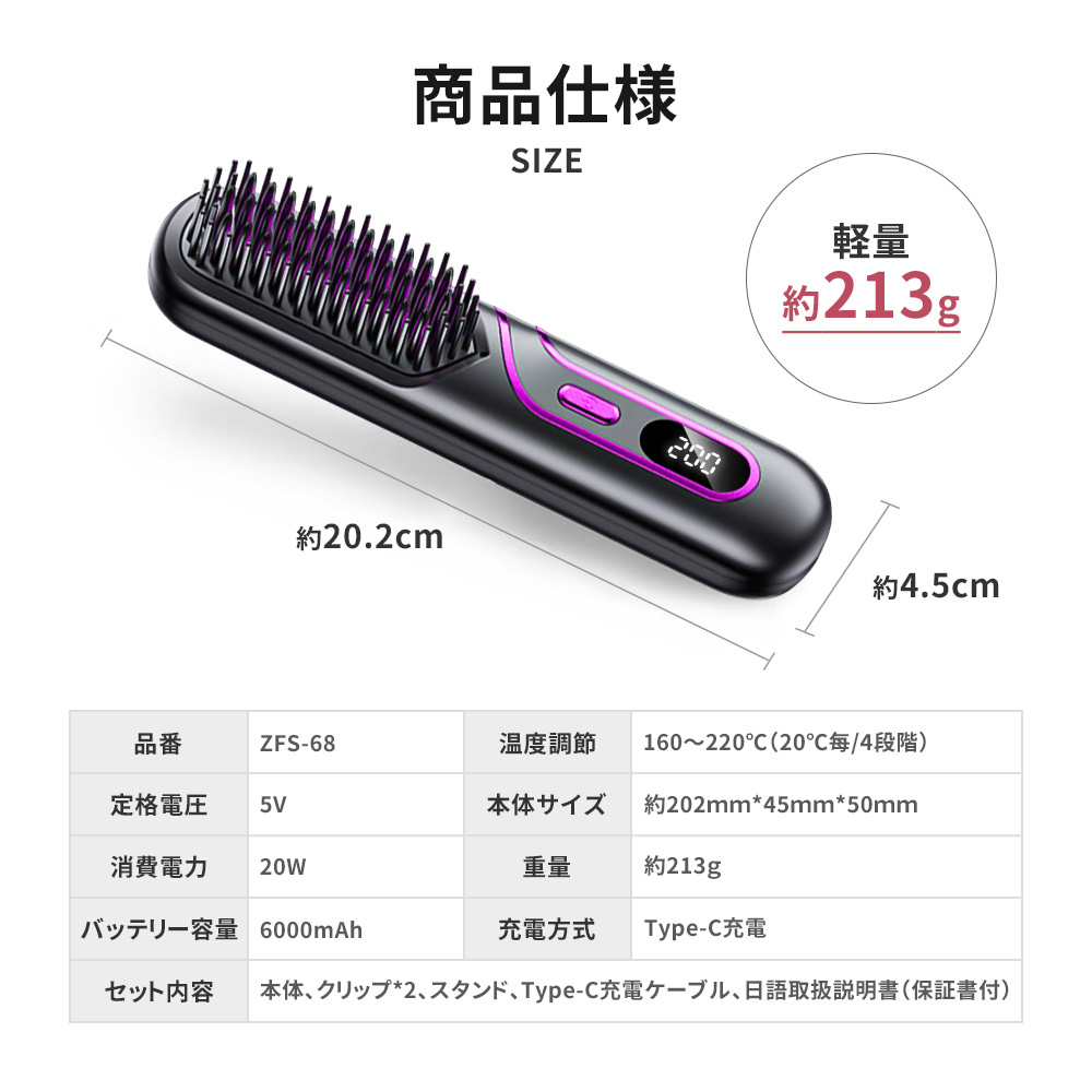 ヘアアイロンブラシ ヒートブラシ ヘアアイロン ブラシ 急速加熱