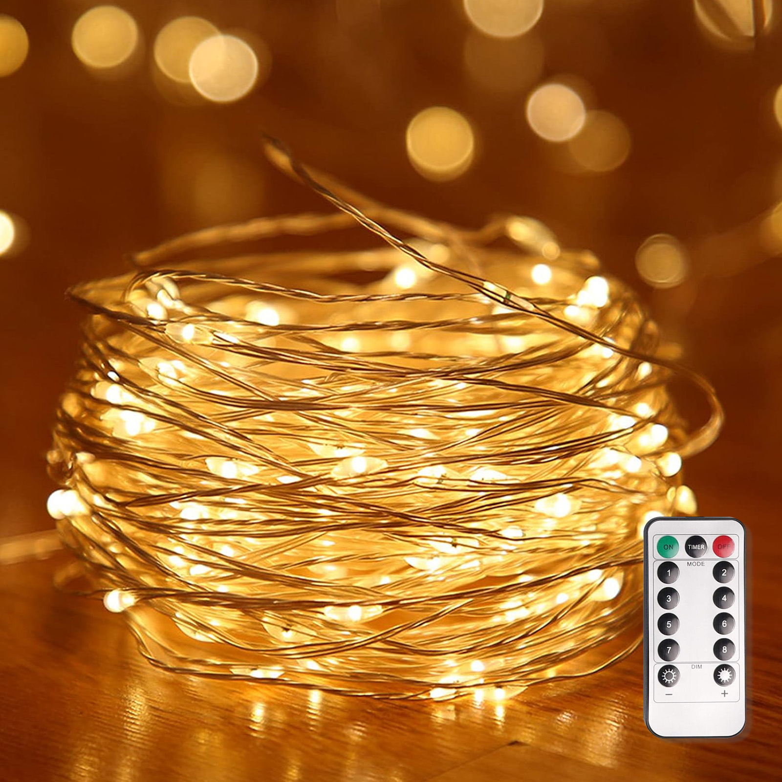 ＼丸ごと防水・室外対応／クリスマス 電飾 LED イルミネーション ライト  LED 100球 10m 電池式 フェアリーライト 部屋  屋外用 ワイヤー カーテンライト｜libratone｜02