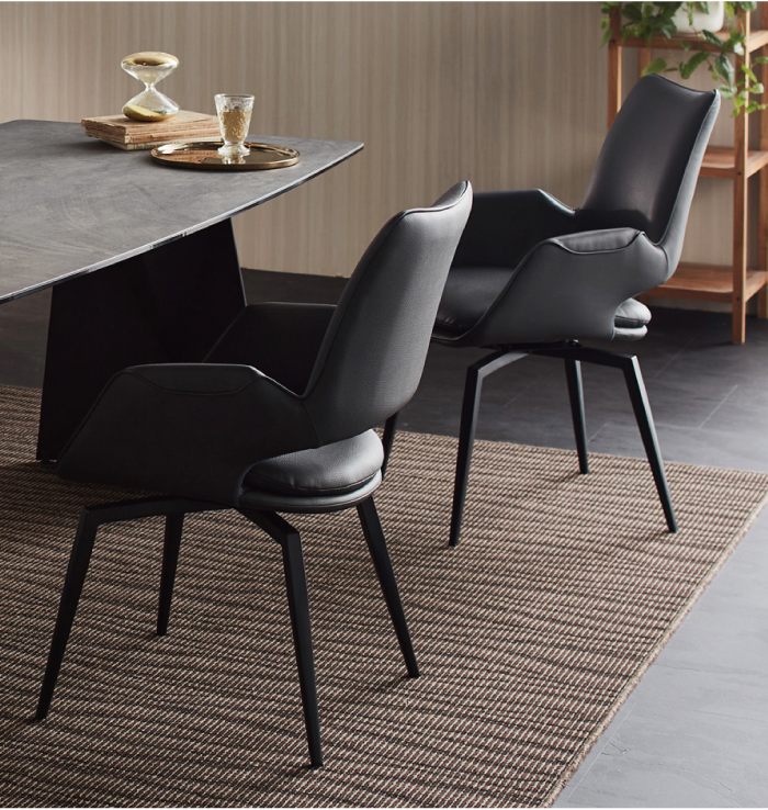 2脚セット 肘付きダイニングチェア ダイニングチェアー 食堂イス 回転