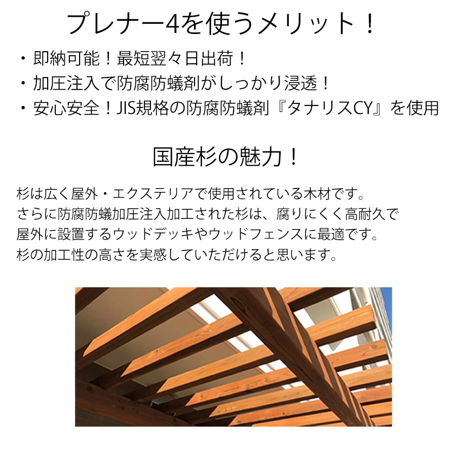 防腐注入木材 国産杉の大日本ウッド プレナー４