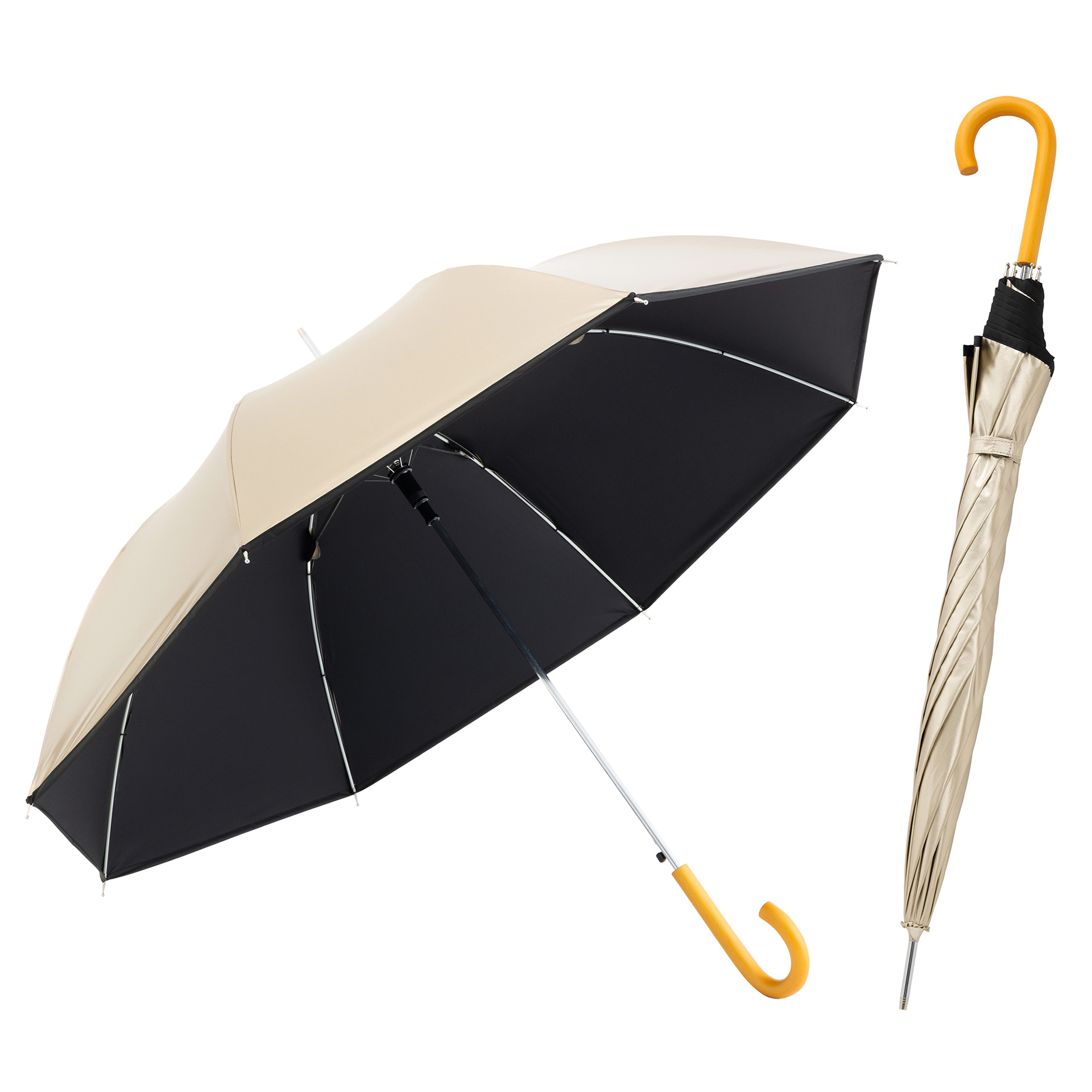 日傘 メンズ レディース 晴雨兼用 長傘 ジャンプ傘 大きい 60cm×8本骨 UVカット 遮光 遮熱 シルバー ひんやり傘 リーベン 0104 0102 | Lieben | 01