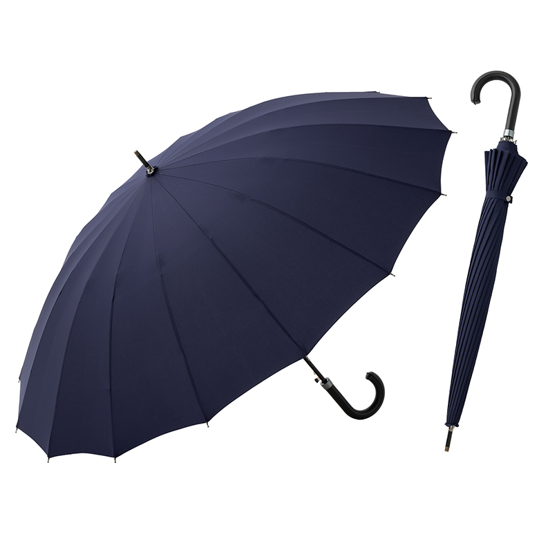 傘 メンズ 16本骨 大きいサイズ おしゃれ 無地 丈夫 親骨65cm LIEBEN-0190 雨傘