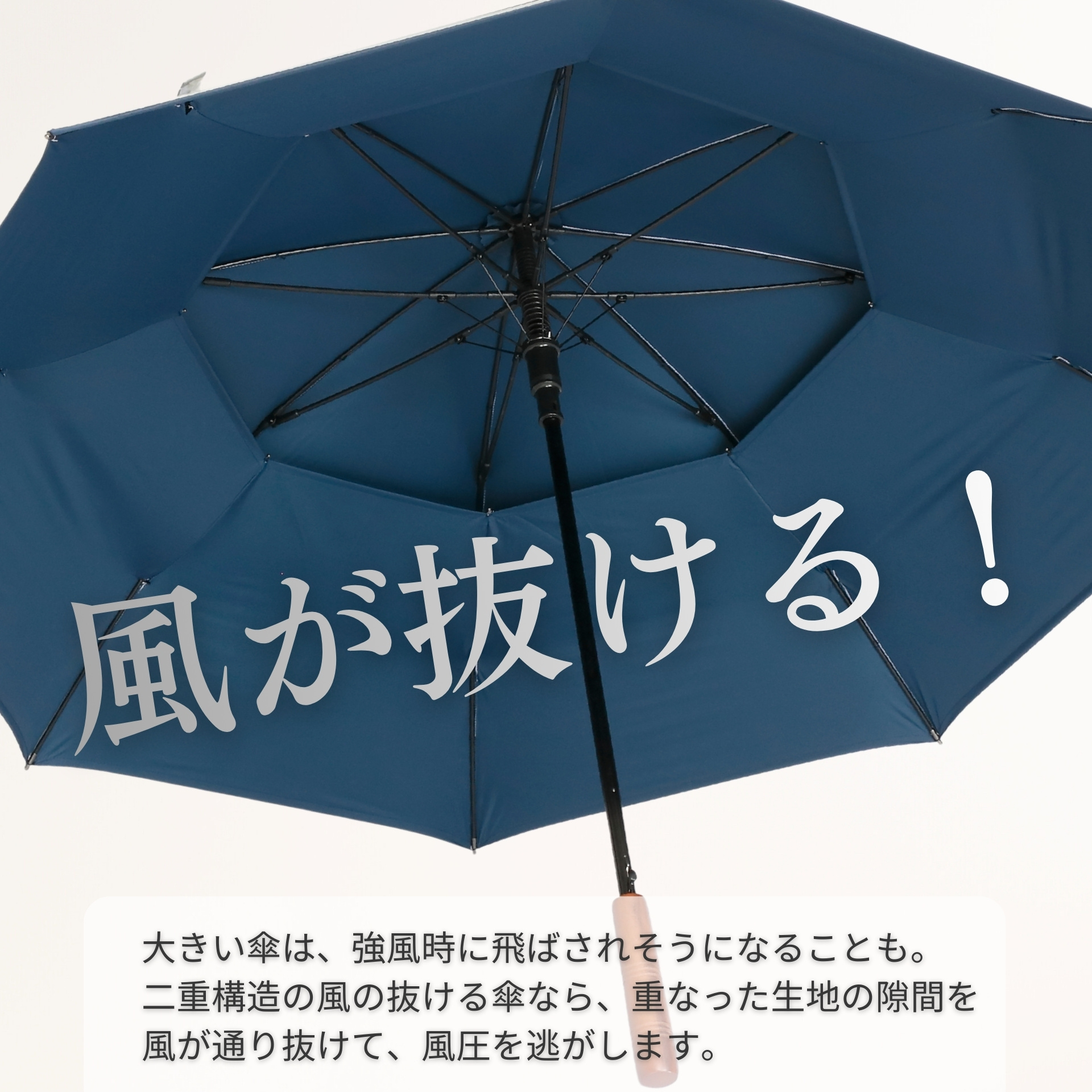 ゴルフ用傘 ネイビー 日傘 メンズ 晴雨兼用 ゴルフ傘 70cm×8本骨 UVカット 遮光 遮熱 二重