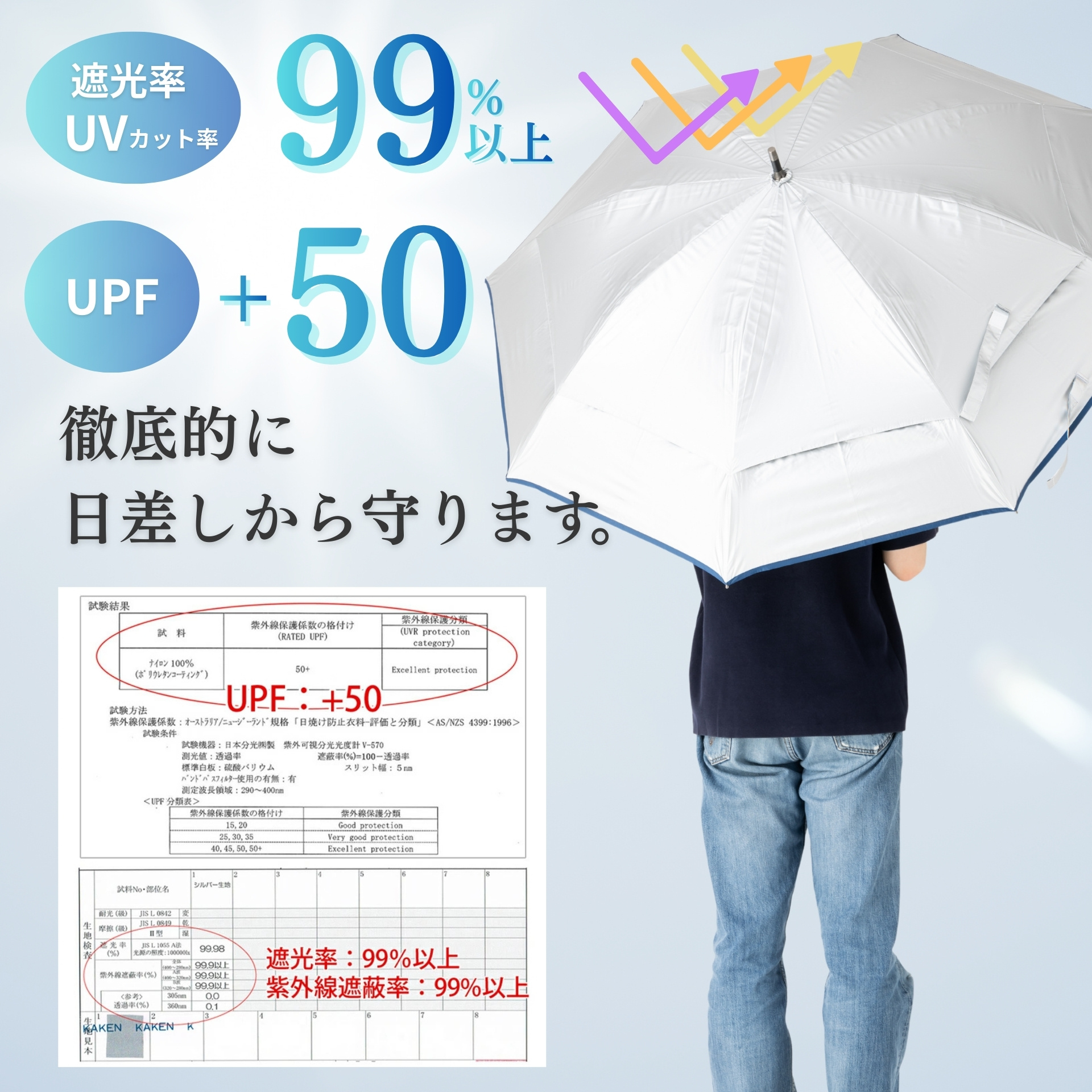 日傘 メンズ 晴雨兼用 ゴルフ傘 70cm×8本骨 UVカット 遮光 遮熱 二重