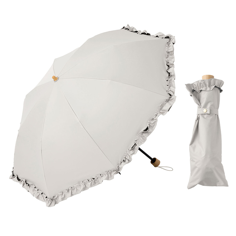 日傘 折りたたみ ＵＶ遮熱遮光折傘 フリル （晴雨兼用） 50cm×8本骨 UV 