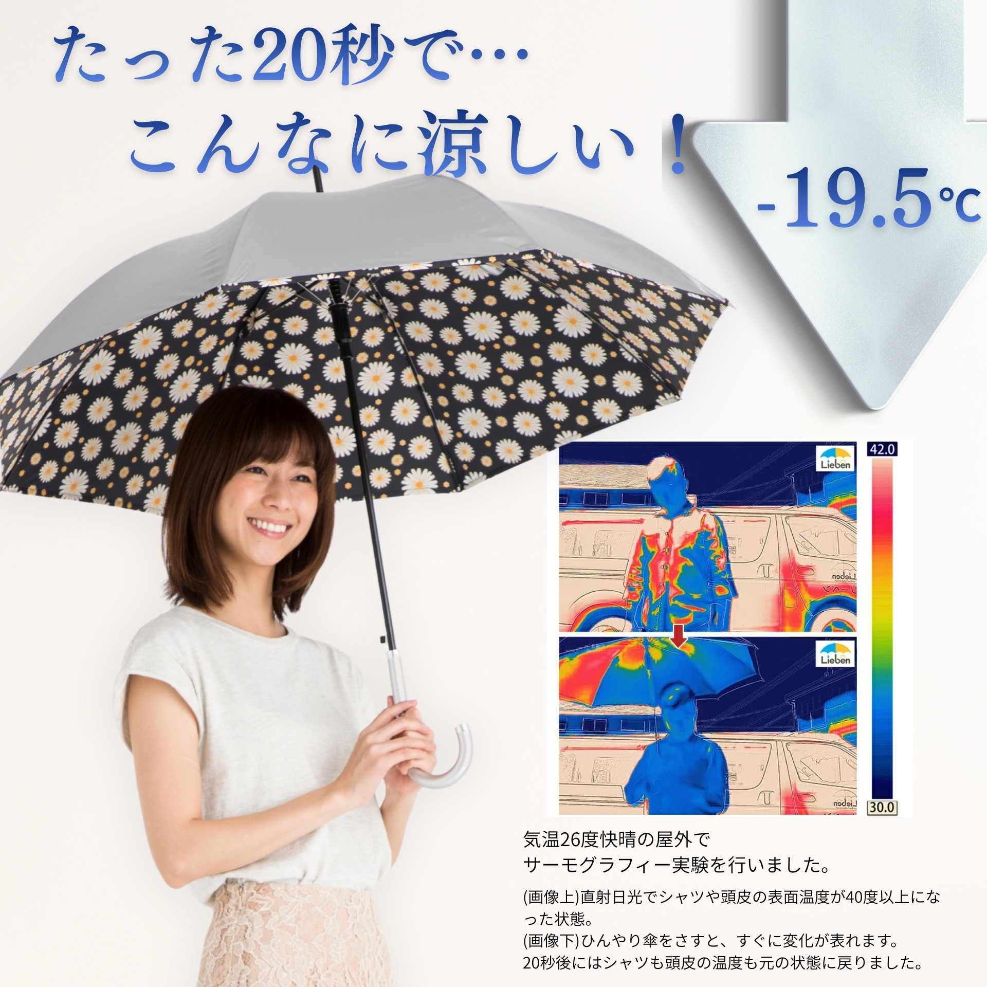 Lieben（リーベン） 日傘 長傘 レディース 晴雨兼用 UVカット ジャンプ