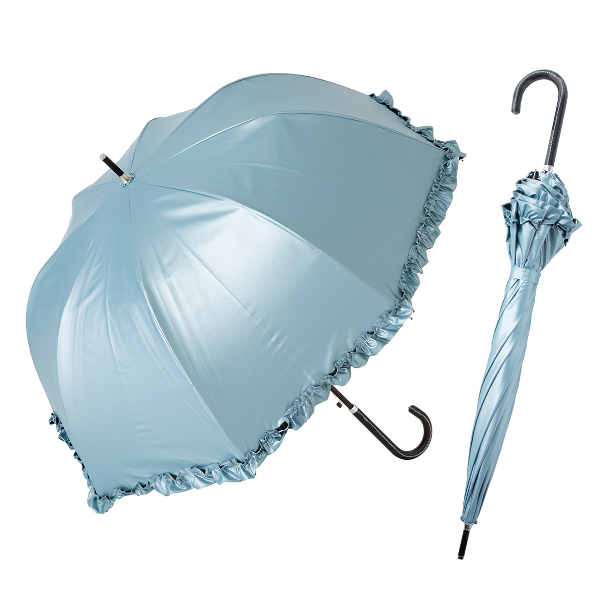 日傘 長傘 晴雨兼用 フリル UVカット 遮光 遮熱 レディース ジャンプ傘 55cm×8本骨 LI...