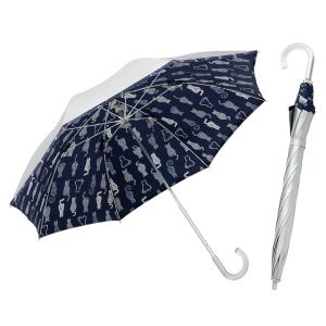 日傘 コンパクト長傘 遮熱 UVカット シルバー 晴雨兼用 50cm×8本骨 レディース ひんやり傘...