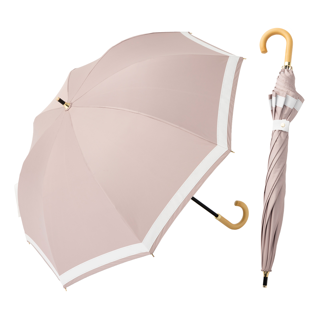 日傘 ショート傘 50cm×8本骨 ＵＶ遮熱遮光コンパクト長傘 リボン 晴雨兼用 レディース 女性用...
