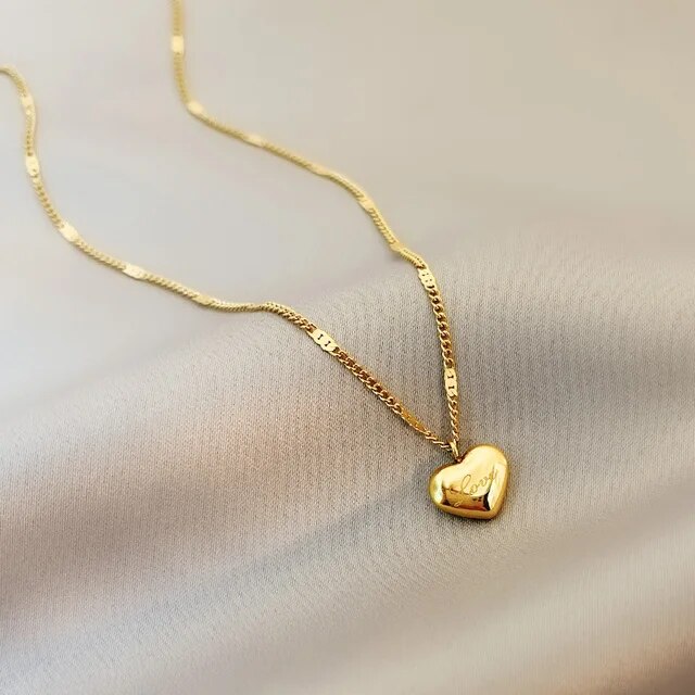 夏のスタイルステンレス鋼愛のネックレス鎖骨チェーン18 18kゴールドカラーのネックレスファッションジュエリーギフト｜liefern｜02