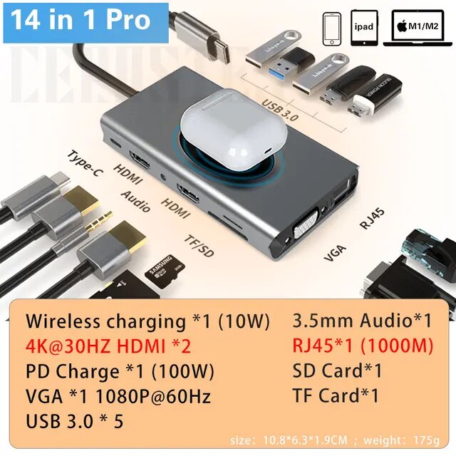 Castes-USB Type-Cハブ,USB 3.0コネクタ,HDMI互換アダプター,macbook pro air,PC｜liefern｜07