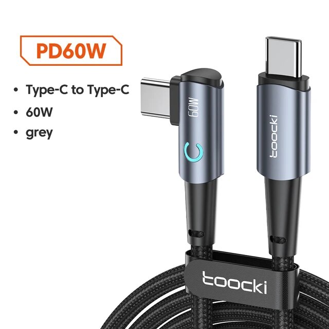 Toocki-USB Type-Cケーブル,90度の角度,Xiaomi Samsung Huawei,MacBook,iPad 100W用,急速充電,｜liefern｜04