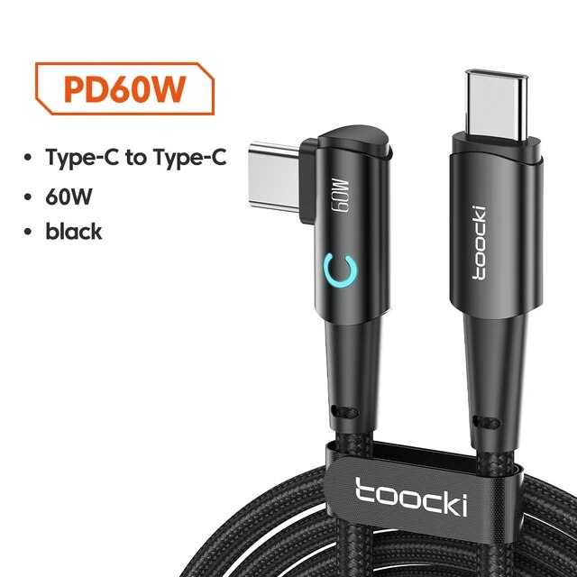 Toocki-USB Type-Cケーブル,90度の角度,Xiaomi Samsung Huawei,MacBook,iPad 100W用,急速充電,｜liefern｜02