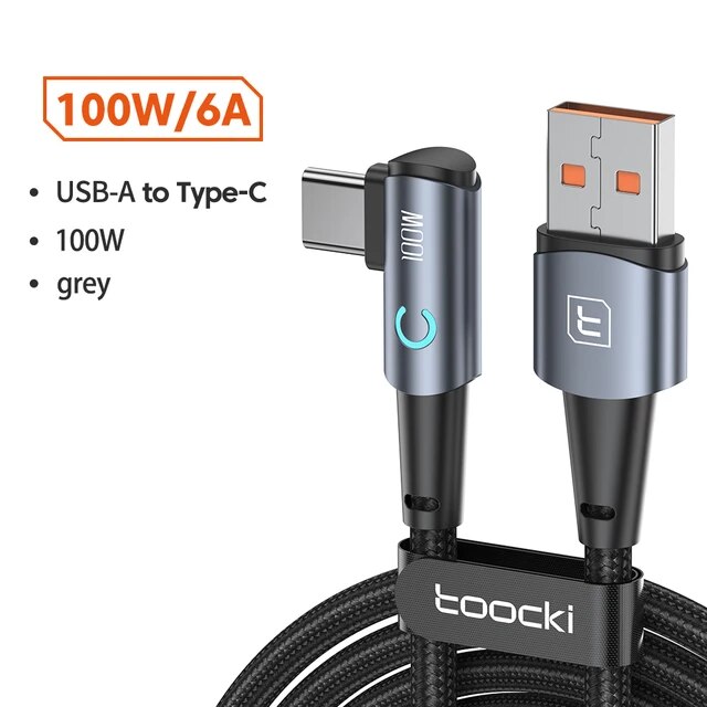 Toocki-USB Type-Cケーブル,90度の角度,Xiaomi Samsung Huawei,MacBook,iPad 100W用,急速充電,｜liefern｜05