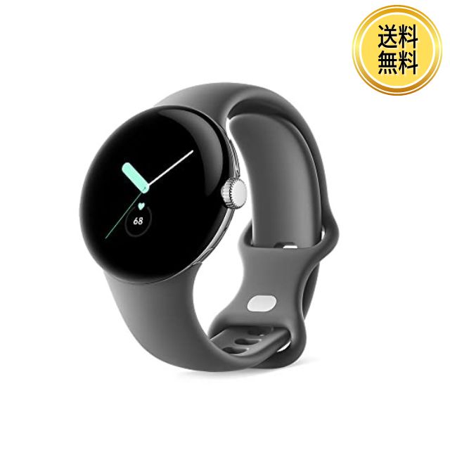 Google グーグル Pixel Watch 心拍計 Polished Silver ステンレス ケース Charcoal アクティブ バンド GA03305-TW