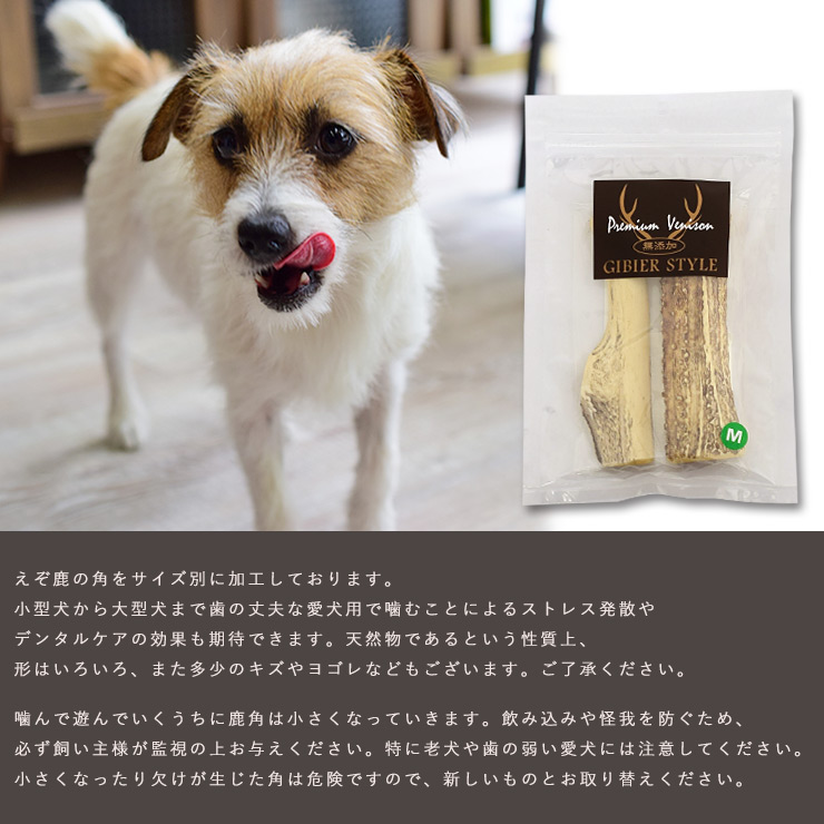 鹿角えぞ鹿の角 M】GIBIER STYLE 犬用 おやつ 鹿骨 高たんぱく