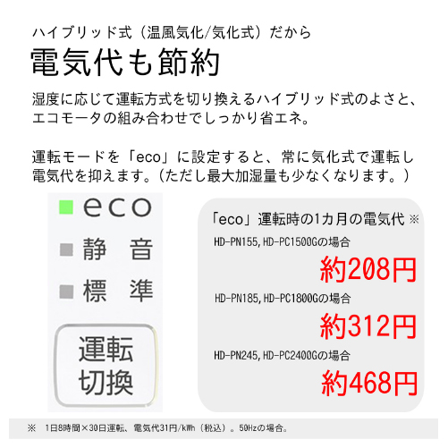 ダイニチ（Dainichi） 加湿器 HD-PC1800G-W ハイブリッド式(気化式×温