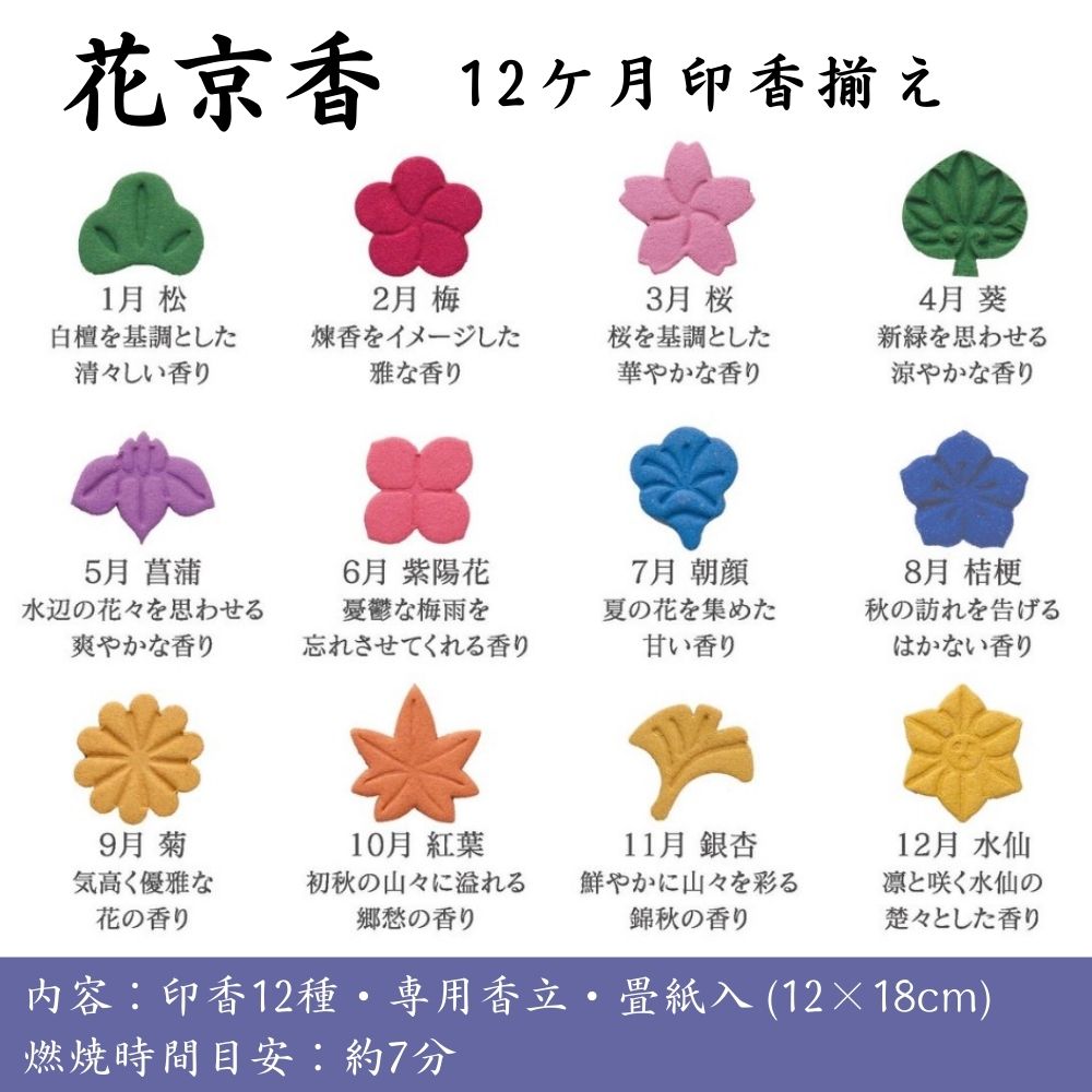 花京香 お香 12ヶ月印香揃え 山田松香木店 日本製 季節の香り 和の香り