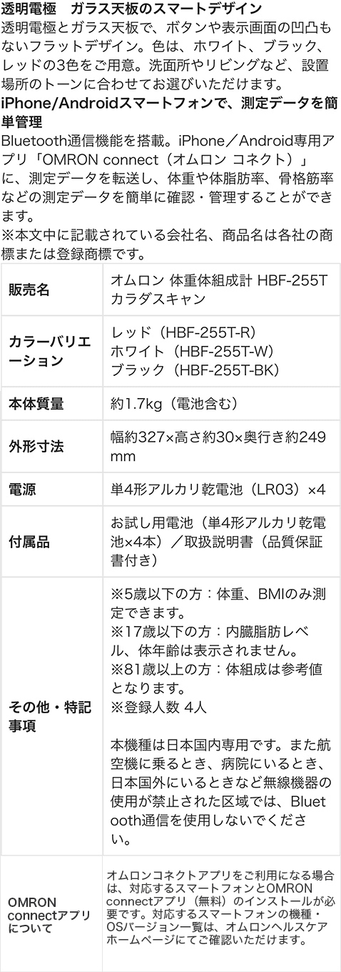 オムロン 体重体組成計 体重計 HBF-255T-R レッド スマホ連動