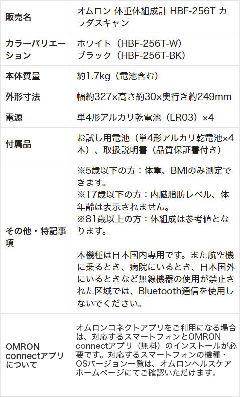 オムロン 体重体組成計 体重計 HBF-256T-BK ブラック スマホ連動 