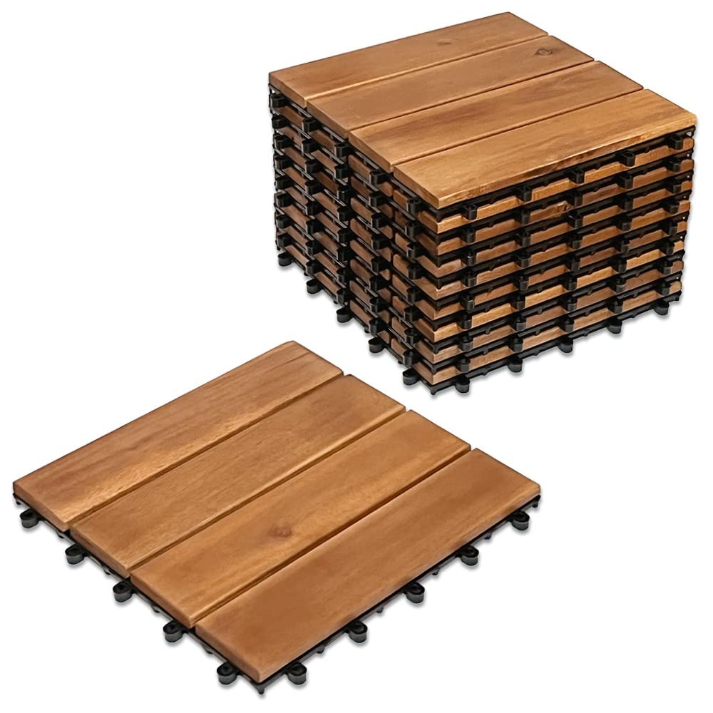 ウッドデッキ ウッドパネル ジョイントタイル 10枚セット 天然