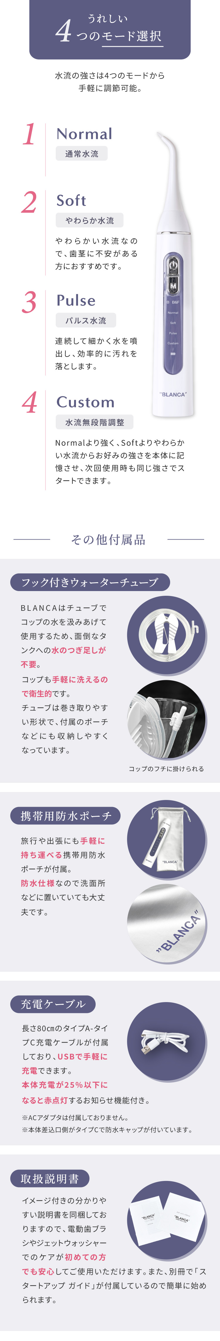 口腔洗浄機 ジェットウォッシャー 音波洗浄 ウォーターフロス BLANCA 