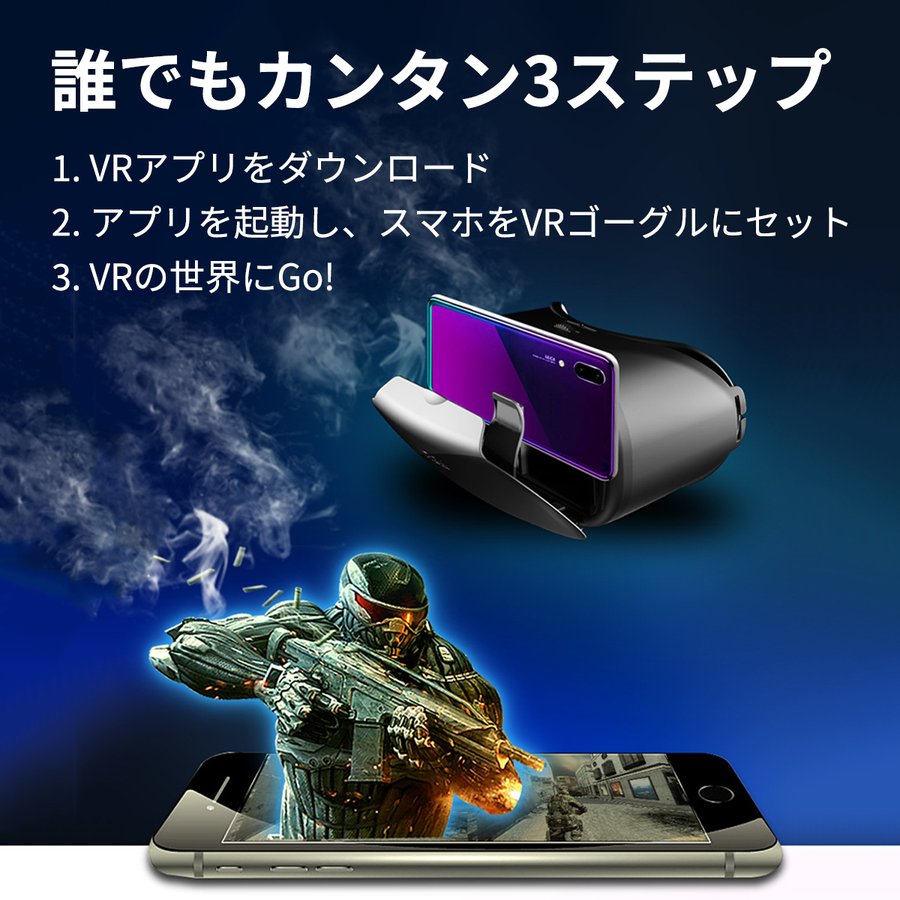 VRヘッドセット 3D スマホ iPhone Android VRゴーグル 3Dメガネ ヘッド