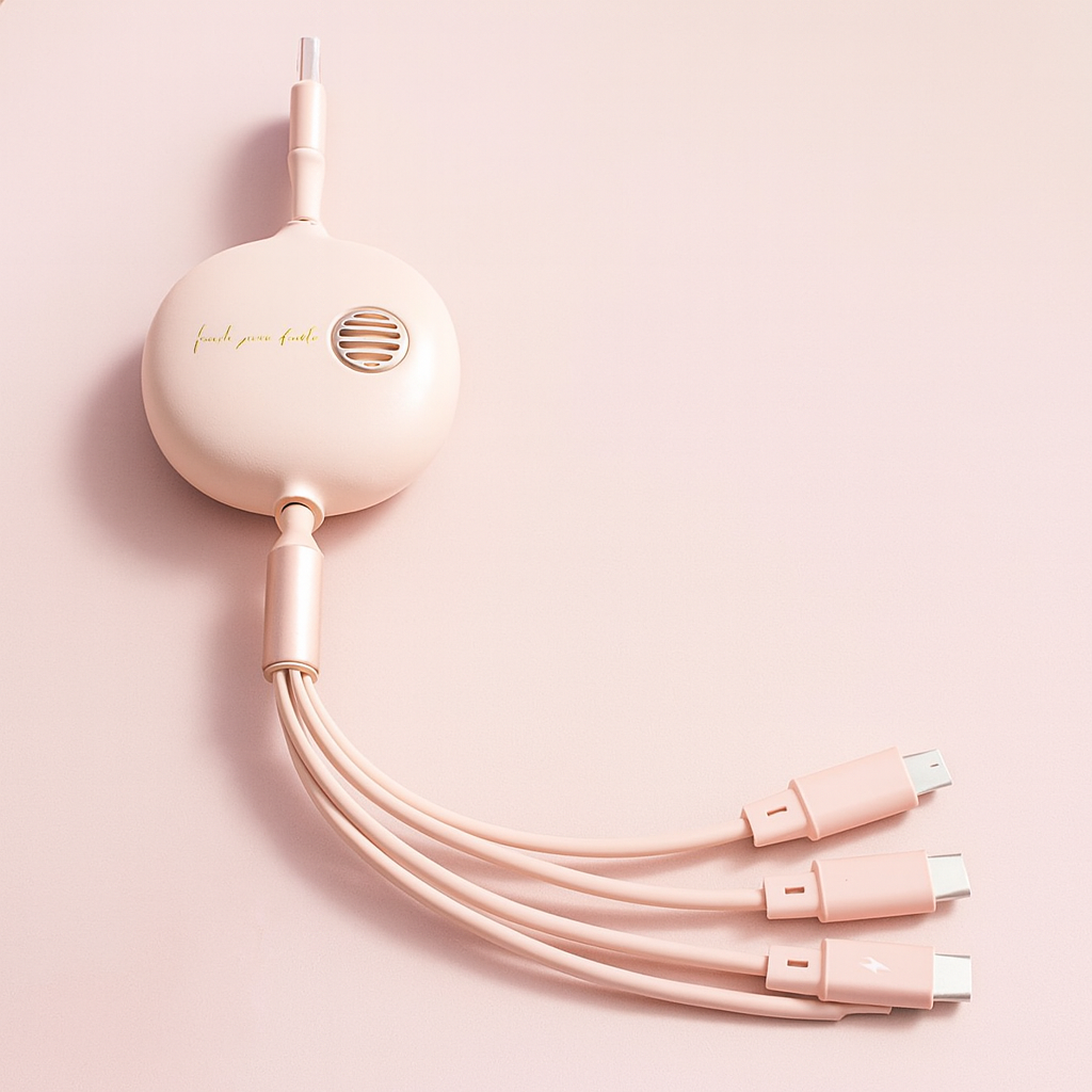 3in1充電ケーブル 4役 3A急速充電対応 伸縮リール式 iPhone Android