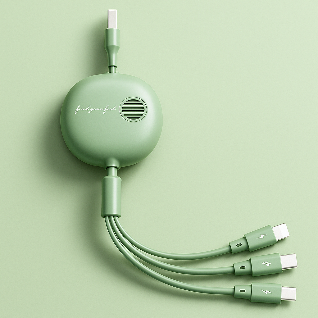 3in1充電ケーブル 4役 3A急速充電対応 伸縮リール式 iPhone Android